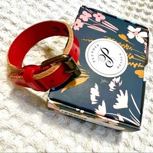 Plunder Design Alex Bracelet. Red Leather Belt-Look Bracelet